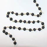 lava semi-precious gemstone beads black oxidized antique rosary chain for a necklace, earrings, anklet, and bracelet making.
