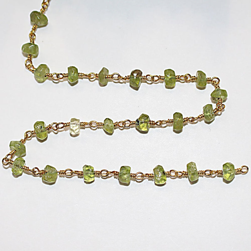 peridot semi-precious gemstone beads black oxidized antique rosary chain for a necklace, earrings, anklet, and bracelet making.