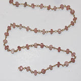 strawberry semi-precious gemstone beads black oxidized antique rosary chain for a necklace, earrings, anklet, and bracelet making.
