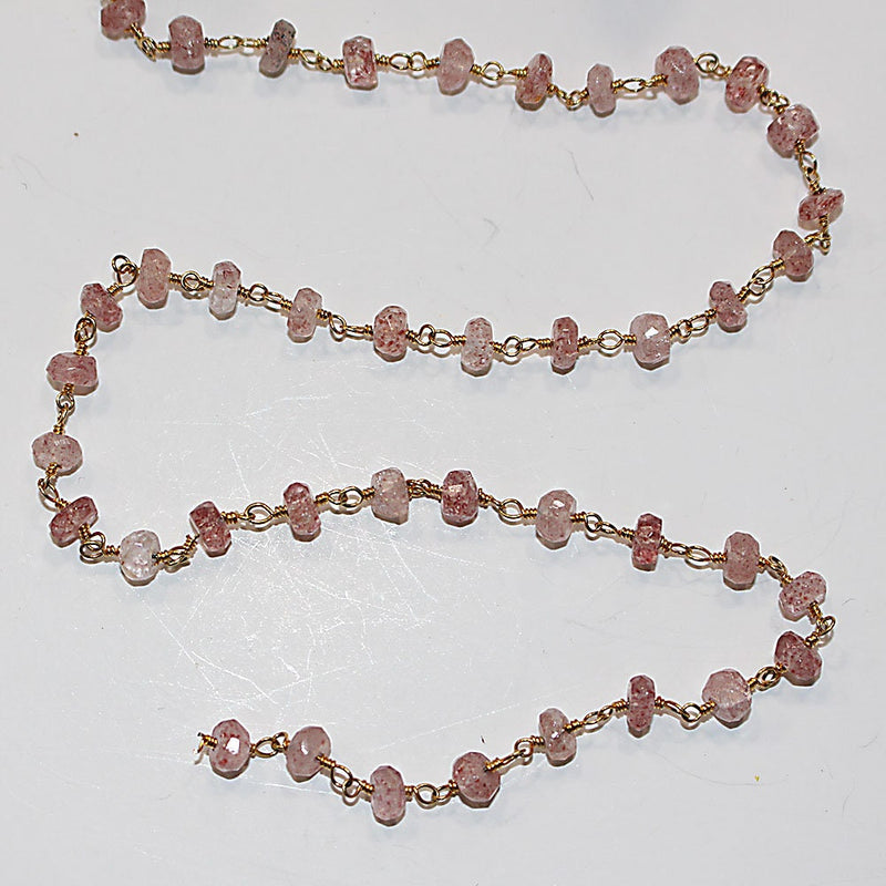 strawberry semi-precious gemstone beads black oxidized antique rosary chain for a necklace, earrings, anklet, and bracelet making.