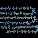 green & blue chalcedony quartz gemstone bead chain silver, women jewelry making necklaces, earrings, and bracelets bead chain.