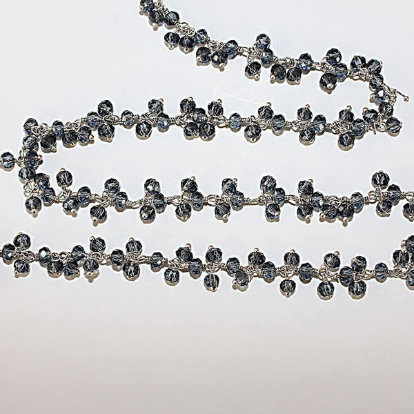 london blue topaz quartz gemstone bead chain silver, women jewelry making necklaces, earrings, and bracelets bead chain.