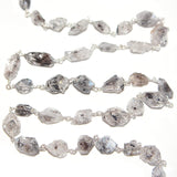 herkimer natural semi-precious gemstone beads silver rosary chain for a necklace, earrings, anklet, and bracelet making.