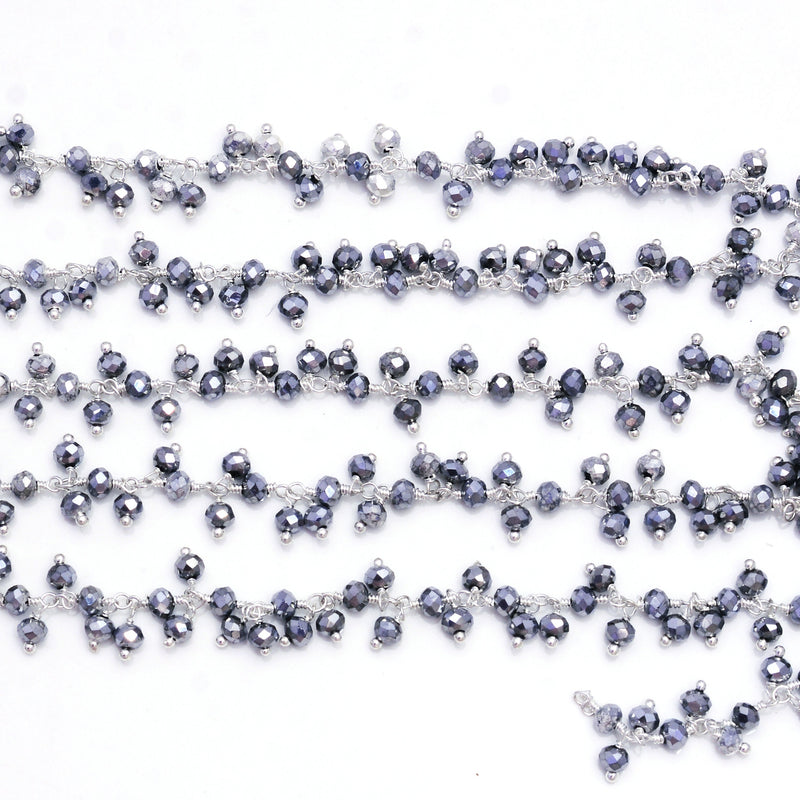 pyrite quartz gemstone bead chain silver, women jewelry making necklaces, earrings, and bracelets bead chain.