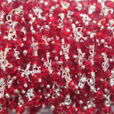 pink garnet quartz gemstone bead chain silver, women jewelry making necklaces, earrings, and bracelets bead chain.
