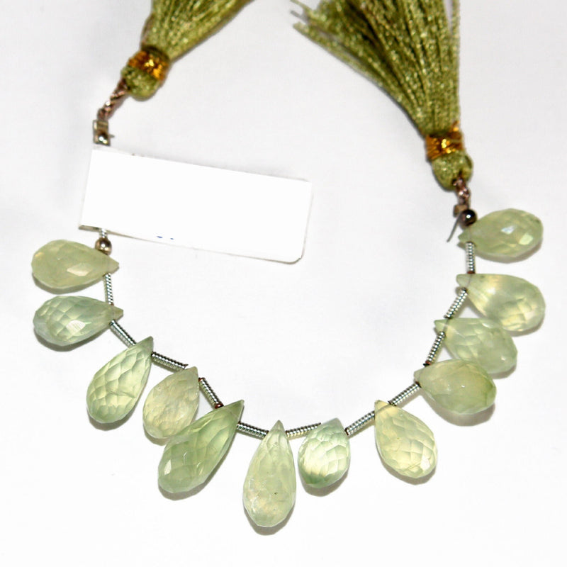 Prehnite Jewelry Gemstone Necklace Beads- Pear/Teardrop Faceted Handmade Natural Prehnite is Perfect For DIY Jewelry Making Earrings