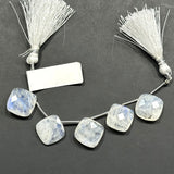 Rainbow Moonstone Faceted Cushion 4 inch Bead Strand 9-9.5mm & 28 Cts Natural Semi Precious Gemstone Birthstone Women Jewelry Making Crafts