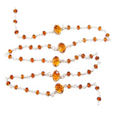 Citrine gemstone faceted rondelle bead 3-4mm rosary coin chain silver, women jewelry making necklaces, earrings, anklets, and bracelets.