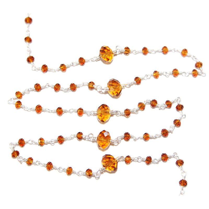 Citrine gemstone faceted rondelle bead 3-4mm rosary coin chain silver, women jewelry making necklaces, earrings, anklets, and bracelets.
