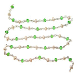Peridot and freshwater pearl gemstone faceted rondelle bead rosary chain women jewelry making necklaces, earrings, anklets, and bracelets.