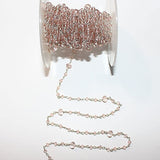 Rose Quartz gemstone faceted rondelle bead rosary chain silver, women jewelry making necklaces, earrings, anklets, and bracelets.