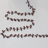 rhodolite garnet natural semi-precious gemstone beads silver rosary chain for a necklace, earrings, anklet, and bracelet making.