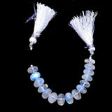 Rainbow Moonstone Smooth Rondelle 4 inch Bead Strand 9-10mm & 54 Cts Natural Semi Precious Gemstone Birthstone Women Jewelry Making Crafts