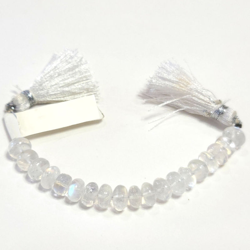 Rainbow Moonstone Smooth Rondelle 4 inch Bead Strand 7-8mm & 42 Cts Natural Semi Precious Gemstone Birthstone Women Jewelry Making Crafts