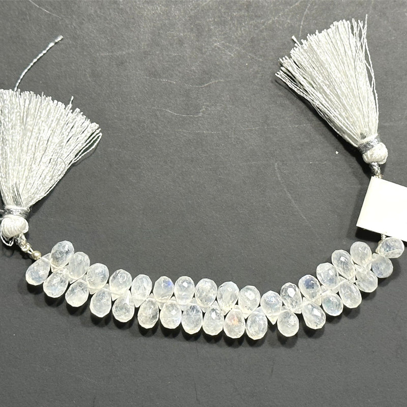 Rainbow Moonstone Faceted Teardrop 4 inch Bead Strand 4X6-4X6.5mm & 22 Cts Natural Semi Precious Gemstone Birthstone Women Jewelry Making