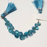 Sky Apatite Heart Bead Strand, Faceted Gemstone, 4 inch