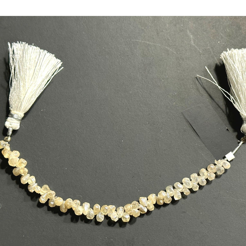 Faceted White Zircon Teardrop Bead Strand, DIY Jewelry Making (4 Inch, 21 Cts)