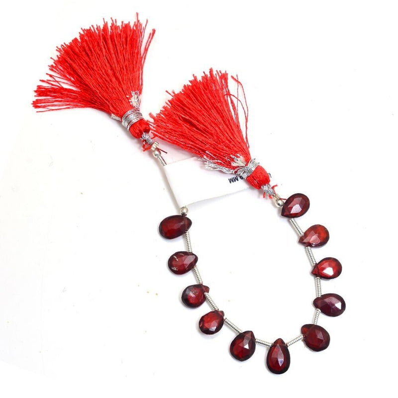Garnet Faceted Pear 4 inch Bead Strand 5X9-5X9.5mm & 27 Cts Natural Semi Precious Gemstone Birthstone Women Jewelry Making Crafts