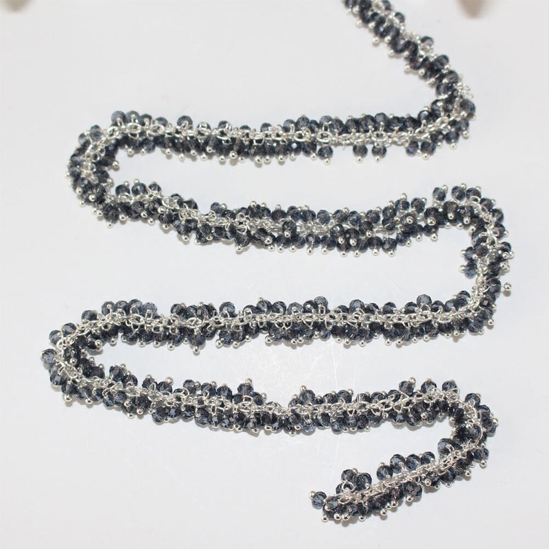 london blue topaz semi-precious gemstone beads 24k gold plated over silver rosary chain for a necklace, earrings, anklet, and bracelet making.