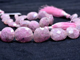 Pink Grapolite natural semi-precious gemstone bead strands, flat tumble-shaped 4-inch long bead strand, faceted bead size 10mm handmade gemstone bead strand 32 Carat, women jewelry making necklaces, earrings, and bracelets bead strands.