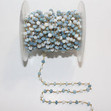 blue white opal faceted 4-5mm 5-6mm bead rosary chain.