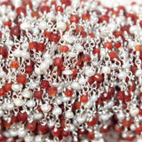carnelian & Freshwater Pearl semi-precious gemstone beads 24k gold plated over silver rosary chain for a necklace, earrings, anklet, and bracelet making.