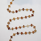 hessonite garnet semi-precious gemstone beads black oxidized antique rosary chain for a necklace, earrings, anklet, and bracelet making.