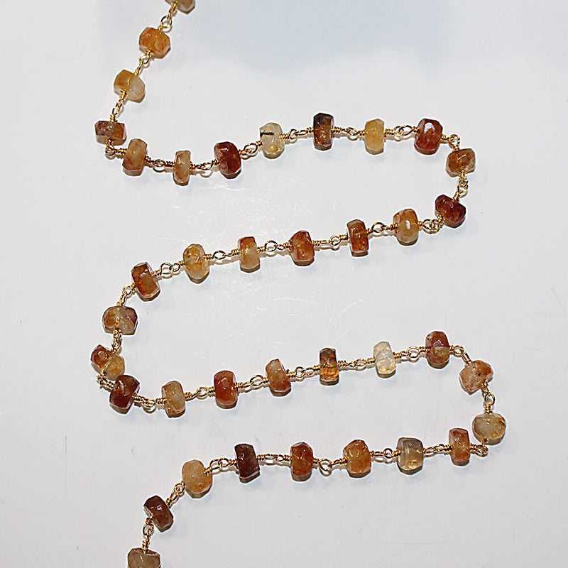 hessonite garnet semi-precious gemstone beads black oxidized antique rosary chain for a necklace, earrings, anklet, and bracelet making.