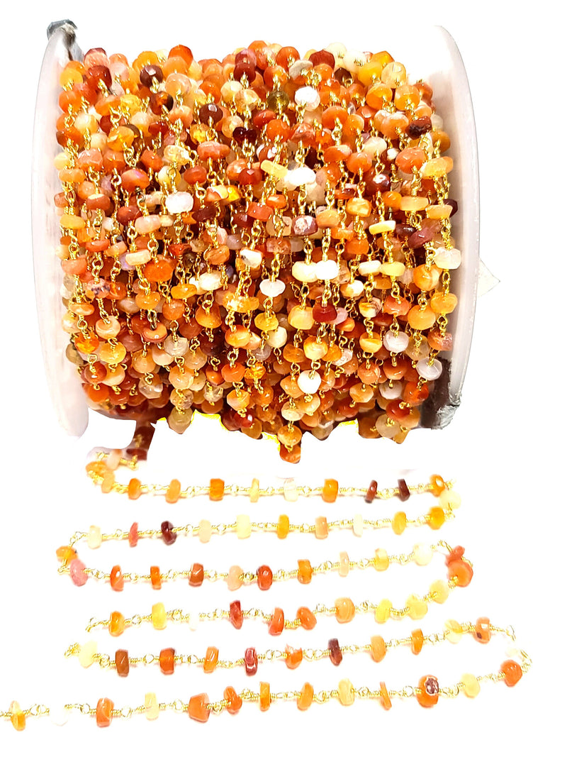 mexican fire opal semi-precious gemstone beads black oxidized antique rosary chain for a necklace, earrings, anklet, and bracelet making.