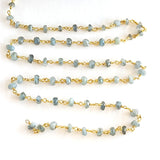 moss aquamarine semi-precious gemstone beads black oxidized antique rosary chain for a necklace, earrings, anklet, and bracelet making.