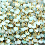 peruvian opal semi-precious gemstone beads black oxidized antique rosary chain for a necklace, earrings, anklet, and bracelet making.