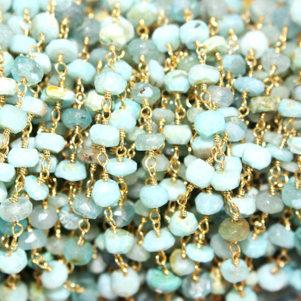 peruvian opal semi-precious gemstone beads black oxidized antique rosary chain for a necklace, earrings, anklet, and bracelet making.