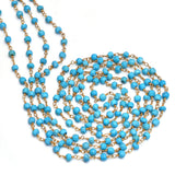 turquoise semi-precious gemstone beads black oxidized antique rosary chain for a necklace, earrings, anklet, and bracelet making.
