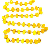 yellow jade semi-precious gemstone beads black oxidized antique rosary chain for a necklace, earrings, anklet, and bracelet making.