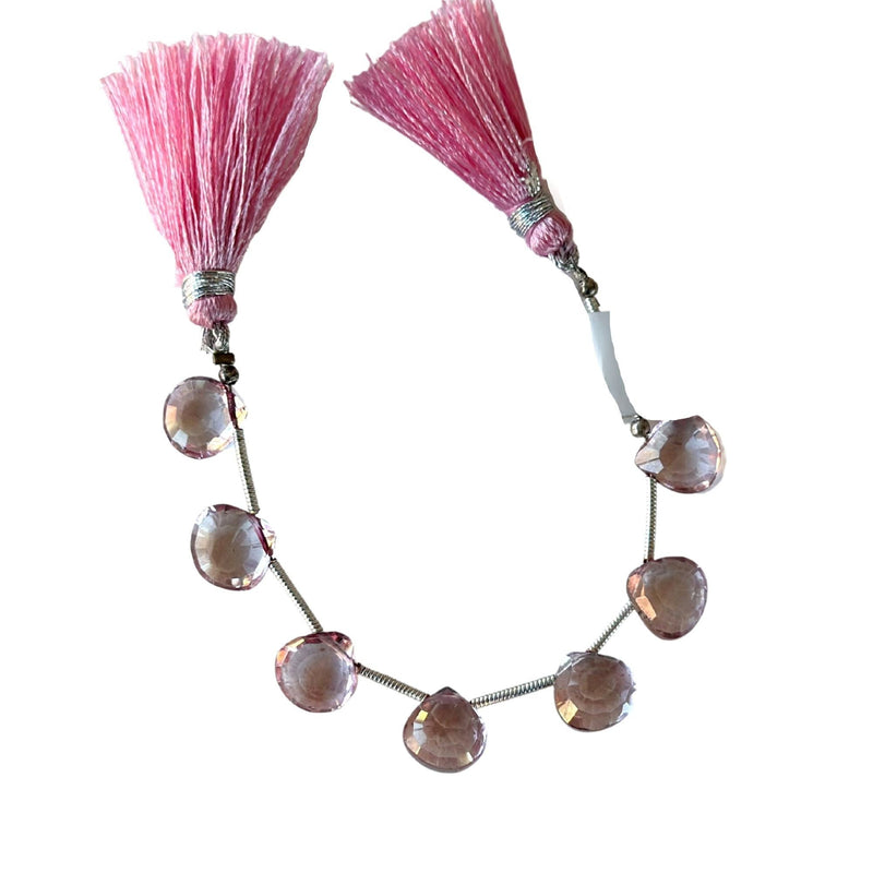 AAA Pink Topaz Heart Beads | Faceted Gemstone Strand, 4 Inch