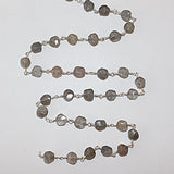 labradorite round natural semi-precious gemstone beads silver rosary chain for a necklace, earrings, anklet, and bracelet making.