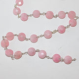 pink opal natural semi-precious gemstone beads silver rosary chain for a necklace, earrings, anklet, and bracelet making.