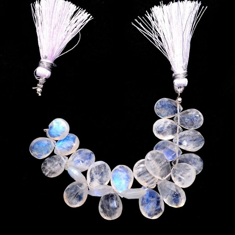 Rainbow Moonstone Faceted Pear 4 inch Bead Strand 5X8.5-6.5X12mm & 20 Cts Natural Semi Precious Gemstone Birthstone Women Jewelry Making DIY