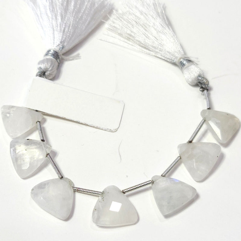 Rainbow Moonstone Faceted Triangle 4 inch Bead Strand 5.5X9-6.5X13mm & 21 Cts Natural Semi Precious Gemstone Birthstone Women Jewelry Making