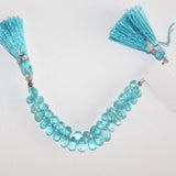 Sky Apatite Faceted Teardrop 4 inch Bead Strand 4.5X5.5-6.5X7.5mm & 18 Cts Natural Semi Precious Gemstone Birthstone Women Jewelry Making