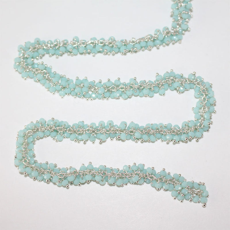 amazonite semi-precious gemstone beads 24k gold plated over silver rosary chain for a necklace, earrings, anklet, and bracelet making.