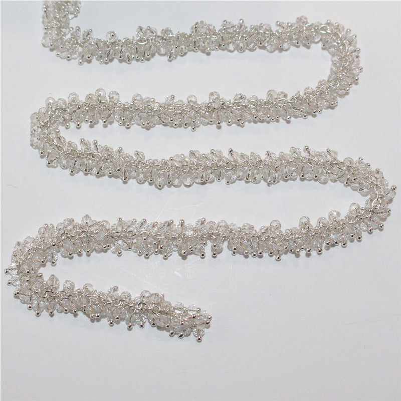 clear quartz semi-precious gemstone beads 24k gold plated over silver rosary chain for a necklace, earrings, anklet, and bracelet making.
