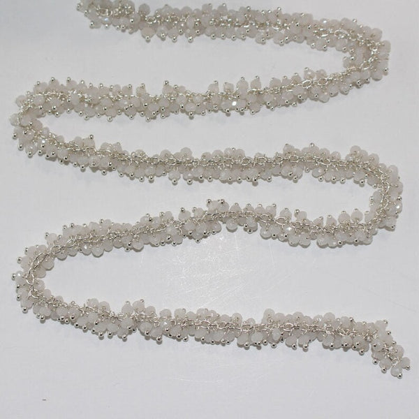 white chalcedony Mystic semi-precious gemstone beads 24k gold plated over silver rosary chain for a necklace, earrings, anklet, and bracelet making.