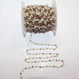 multi tourmaline semi-precious gemstone beads 24k gold plated over silver rosary chain for a necklace, earrings, anklet, and bracelet making.