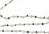 multi tourmaline & freshwater pearl semi-precious gemstone beads 24k gold plated over silver rosary chain for a necklace, earrings, anklet, and bracelet making.