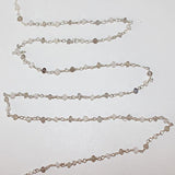 rainbow moonstone & labradorite semi-precious gemstone beads 24k gold plated over silver rosary chain for a necklace, earrings, anklet, and bracelet making.