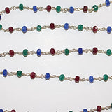 ruby emerald blue sapphire semi-precious gemstone beads 24k gold plated over silver rosary chain for a necklace, earrings, anklet, and bracelet making.