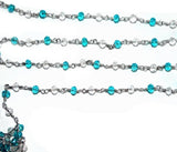 blue topaz & clear gemstone bead chain 24k gold plated over silver, women jewelry making necklaces, earrings, and bracelets bead chain.