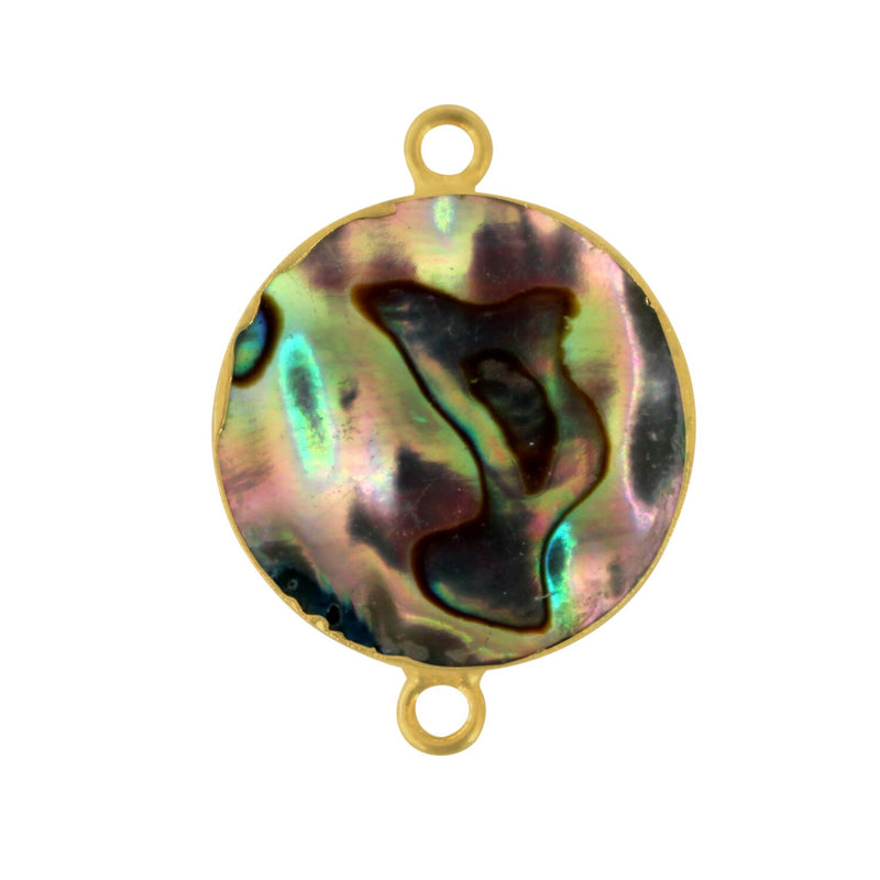 Abalone Shell Stone Necklace for Jewelry Making - 10mm 12mm 15mm 18mm Coin/Round Bezel Charms Pendants 24K Gold Electroplated Chakra DIY