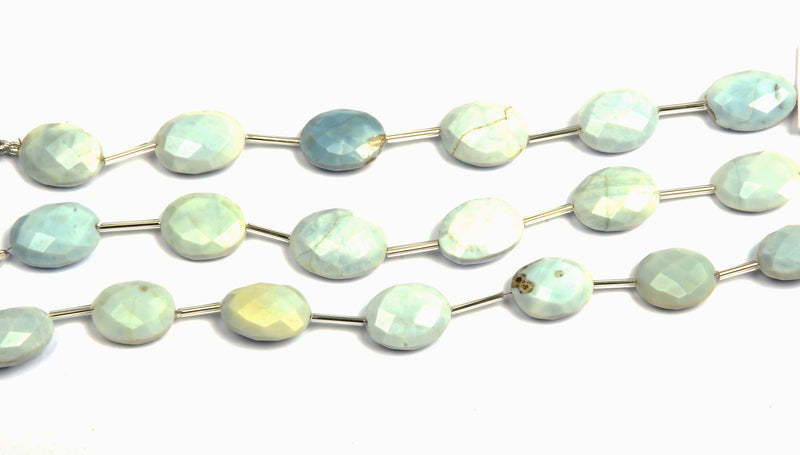 Blue Opal Faceted Oval 8 inch Bead Strand Natural Semi Precious Gemstone Birthstone DIY Women Jewelry Making Necklace Earrings Craft